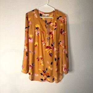 DR2 Floral Blouse in Mustard and Multicolor